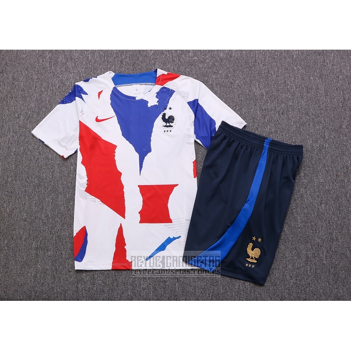 Chandal del Francia Manga Corta 2022-2023 Blanco Rojo Azul - Pantalon Corto